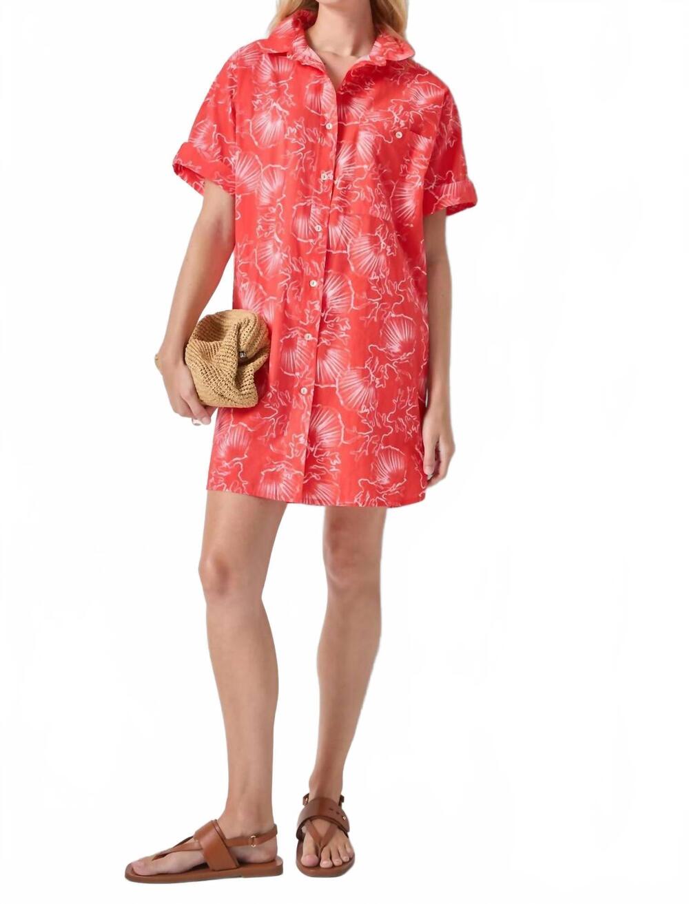 NEW LILLA P dolman poplin shirt dress in zinnia print